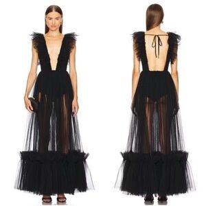 Michael Costello x Revolve Annistyn Gown Black